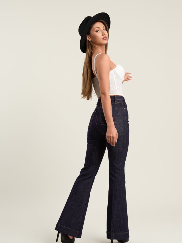 75D_5988 Dark Blue Flare Jeans – снимка 2