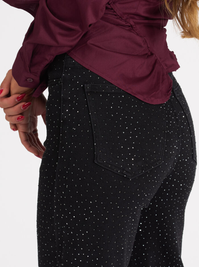 Дънки Mirella wide Leg с бляскави камъчета – снимка 3