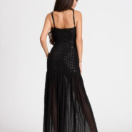 Черна рокля Livia с пайети – снимка 3