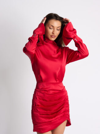 Untitled Catalog0914 Сатенирана рокля Mirella в червено – снимка 2